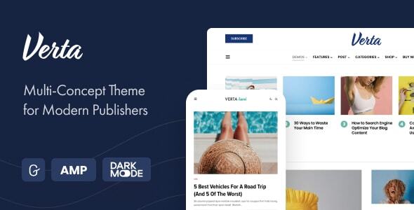 Verta v1.0.7 Nulled - Многоконцептуальная тема WordPress для современных издателей