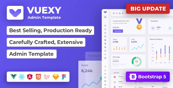 Vuexy v9.13.0 Nulled - Vuejs, React, HTML Шаблон панели администратора Laravel