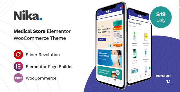 Nika v1.1.24 Nulled - Медицинская тема Elementor WooCommerce