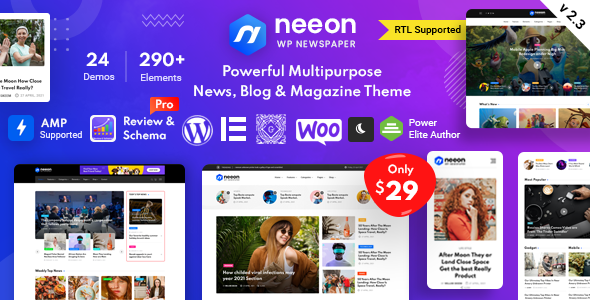 Neeon v3.0.2 Nulled - WordPress тема журнала новостей