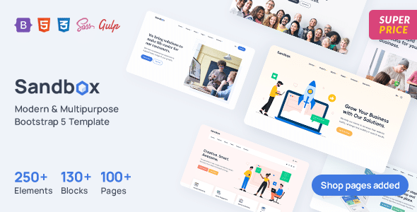Sandbox v3.4.1 Nulled - Современный многоцелевой шаблон Bootstrap 5