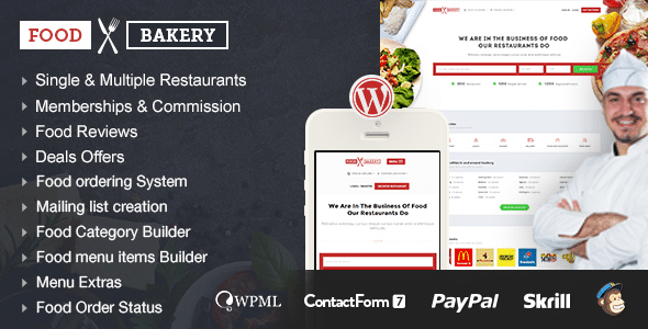 FoodBakery v4.5 Nulled - Каталог ресторанов доставки еды WordPress тема