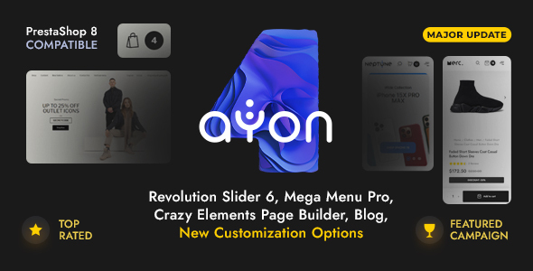 AYON v4.5 Nulled - Многоцелевая адаптивная тема Prestashop