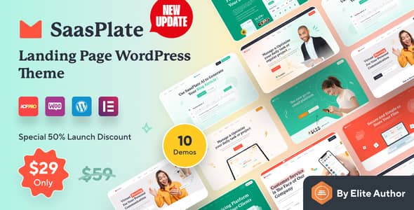 SaasPlate v1.2.8 Nulled - Тема WordPress для целевой страницы