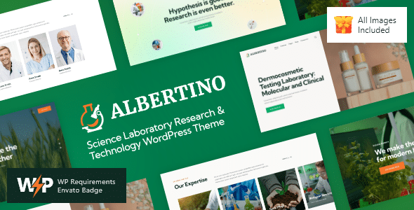 Albertino v2.14 Nulled - Тема WordPress для научных лабораторий и технологий