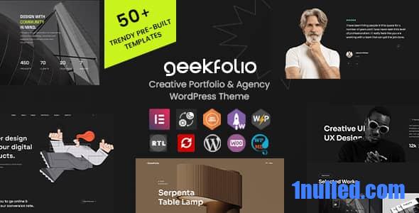 Geekfolio v1.0.9 Nulled - Тема WordPress для агентства креативного портфолио Elementor