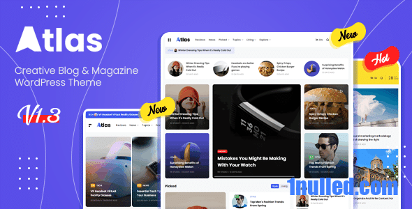 Atlas v2.0.4 Nulled - Креативная тема WordPress для блогов и новостей