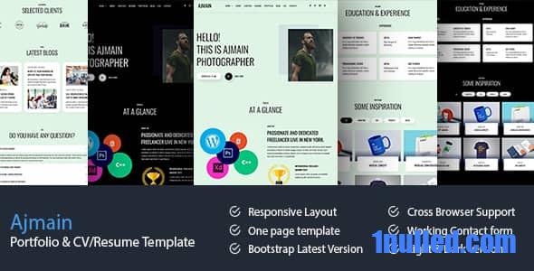 Ajmain Nulled - HTML-шаблон личного портфолио/резюме
