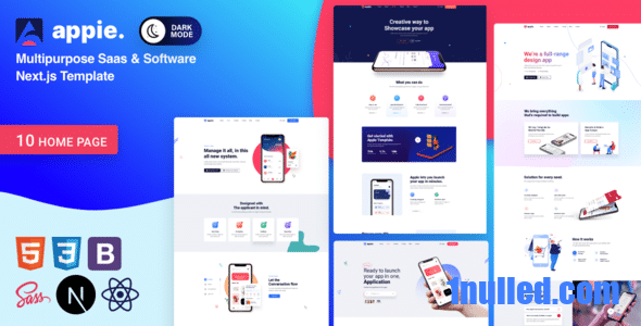 Appie Nulled - Целевая страница приложения React Nextjs