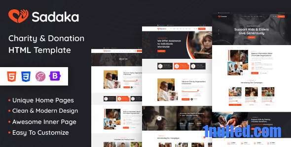 Sadaka Nulled - HTML-шаблон некоммерческой благотворительной организации