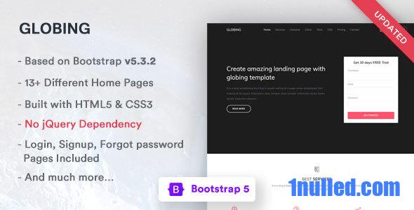 Globing Nulled - Шаблон целевой страницы Bootstrap 5