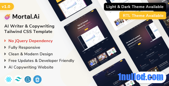 Mortal Nulled - Шаблон копирайтинга React Js AI Writer