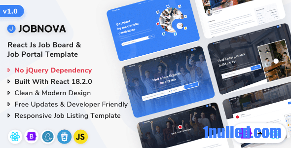 Jobnova Nulled - Доска вакансий React Js, портал вакансий и шаблон списка вакансий