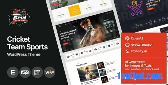 Spin v1.0 Nulled - Тема WordPress для командных видов спорта по крикету + AI