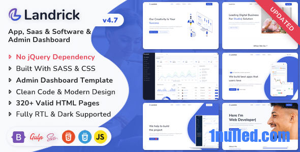 Landrick v4.7 Nulled - Шаблон панели администратора многоцелевой целевой страницы Saas Software