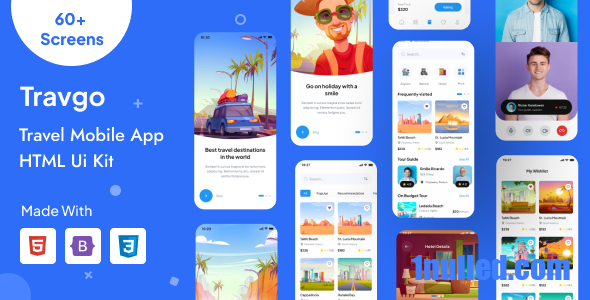 Travgo Nulled - HTML-шаблон мобильного приложения для путешествий