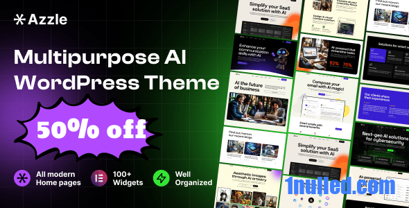 Azzle v1.0.1 Nulled - Тема WordPress Elementor для стартапа SaaS Tech