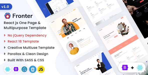 Fronter Nulled - Многоцелевой лендинг-шаблон React Js