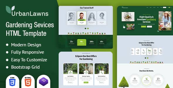 Urban Lawns Nulled - HTML-шаблон для садоводства