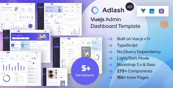 Adlash v1.1 Nulled - Шаблон панели администратора Vuejs