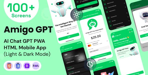 Amigo Chat GPT Nulled - AI Chatbot GPT Мобильное приложение PWA HTML-шаблон