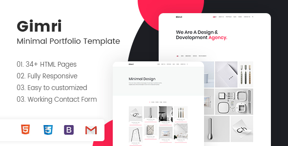Gimri Nulled - Минимальный шаблон портфолио