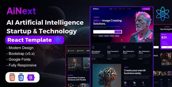 AiNext Nulled - Шаблон React для запуска технологии искусственного интеллекта AI