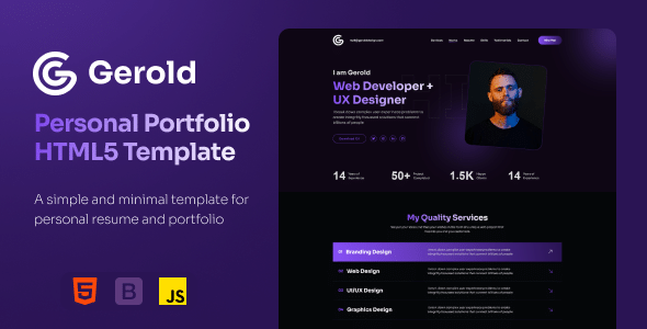 Gerold Nulled - HTML-шаблон личного портфолио