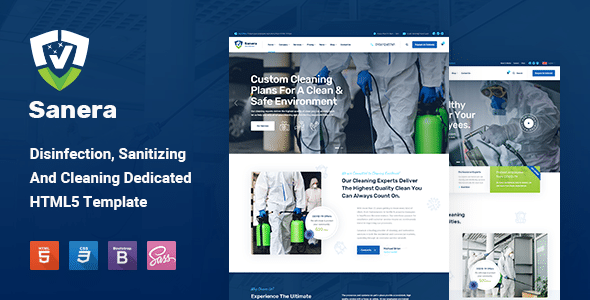 Sanera Nulled - Шаблон услуг по дезинфекции и уборке