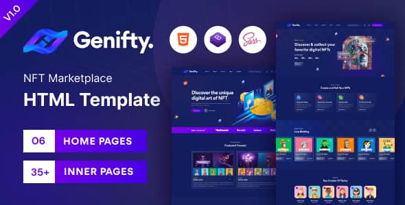 Genifty Nulled - HTML-шаблон торговой площадки NFT