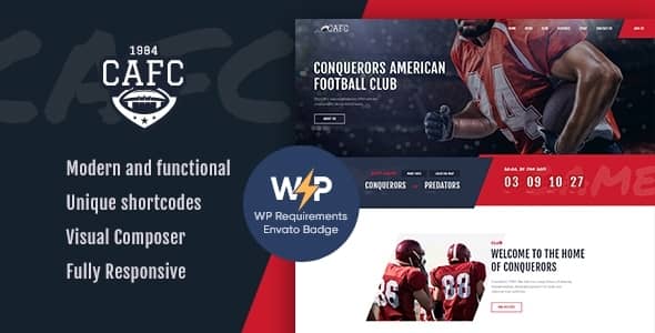 Conquerors v1.2.13 Nulled - Тема WordPress для американского футбола и НФЛ