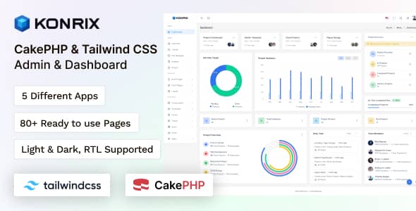 Konrix Nulled - Шаблон панели администратора CSS Tailwind CakePHP