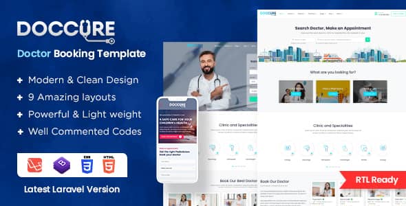 Doccure v1.7.6 Nulled - Шаблон Laravel для онлайн-записи к клиникам и врачам (Laravel + Html)