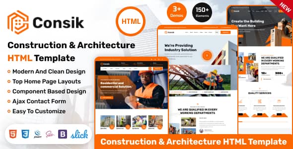 Consik Nulled - HTML-шаблон строительной архитектуры