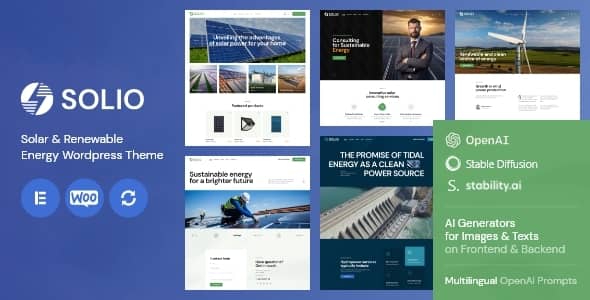 Solio v1.0 Nulled - Тема WordPress «Солнечная возобновляемая энергия»