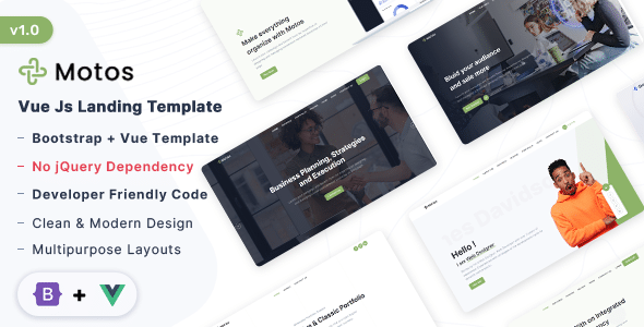 Motos Nulled - Многоцелевой лендинг-шаблон Vue Js