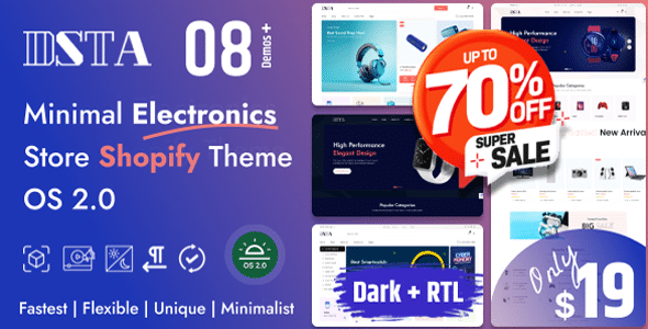 Dsta v1.0.1 Nulled - Минимальный магазин электроники Shopify Theme OS 2.0