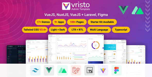 Vristo – Multipurpose Tailwind VueJS, NuxtJS, Laravel VueJS Admin Template - 