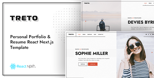 TRETO Nulled - Шаблон React NextJS для личного портфолио