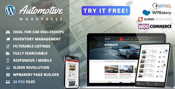 Automotive v13.1.1 Nulled - Тема WordPress для бизнеса автосалона