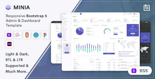 Minia v2.3.0 Nulled - Шаблон панели администратора Bootstrap 5