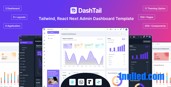 DashTail Nulled - Шаблон панели администратора Tailwind, React Next