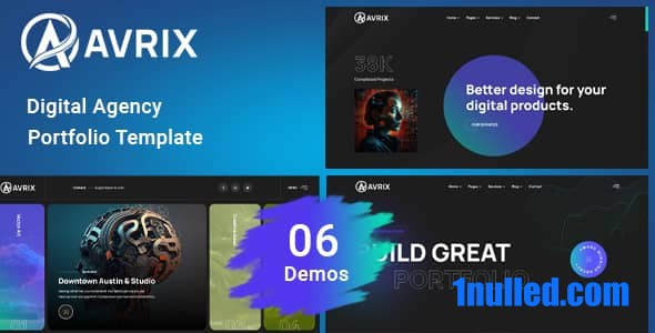 Avrix v1.0.2 Nulled - Шаблон портфолио цифрового агентства