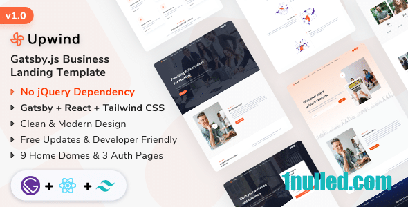 Upwind v1.0 Nulled - Шаблон целевой страницы React Gatsby