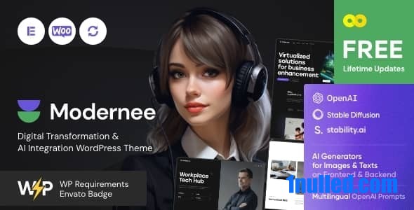 Modernee v1.0 Nulled - Тема WordPress для интеграции искусственного интеллекта и цифровой трансформации