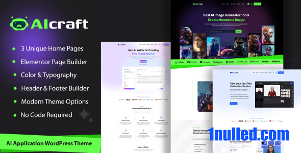AIcraft v1.0.0 Nulled - Тема WordPress для генератора приложений AI