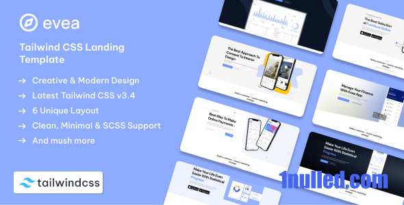 Evea Nulled - CSS-шаблон целевой страницы Tailwind