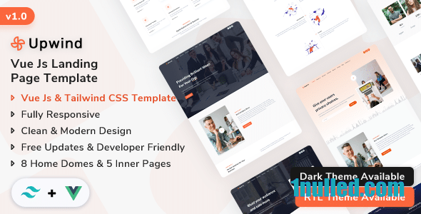 Upwind Nulled - Шаблон лендинга Vue Js (Tailwind CSS + Vue Js)