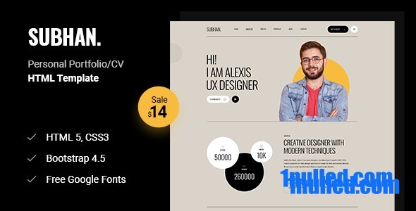 Subhan Nulled - HTML-шаблон личного портфолио/резюме