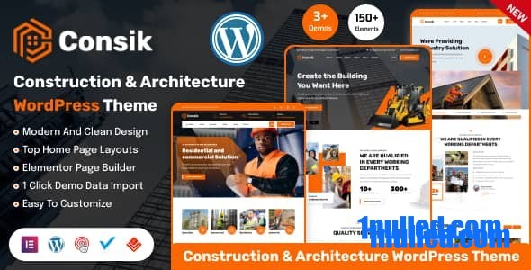 Consik v1.0.0 Nulled - Тема WordPress «Строительная архитектура»